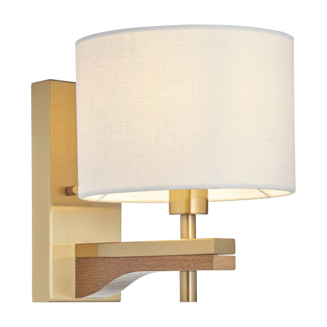 Heathcliff Wall Light with Wood Detail – Aged Brass