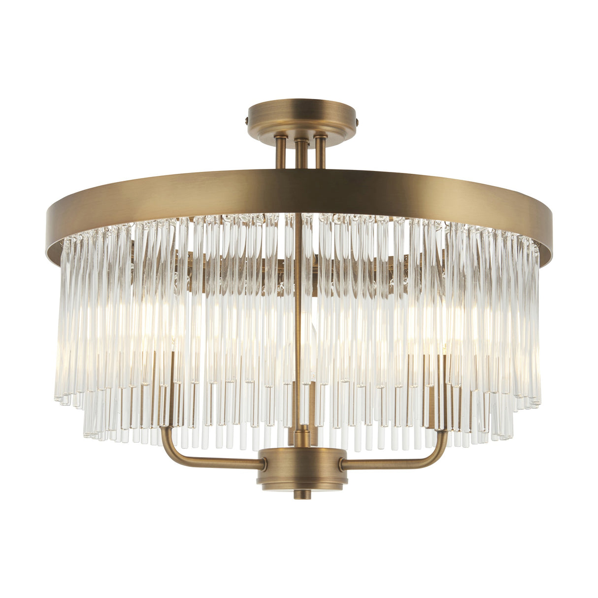 Clermont Semi-Flush Ceiling Light 3 Light – Antique Brass