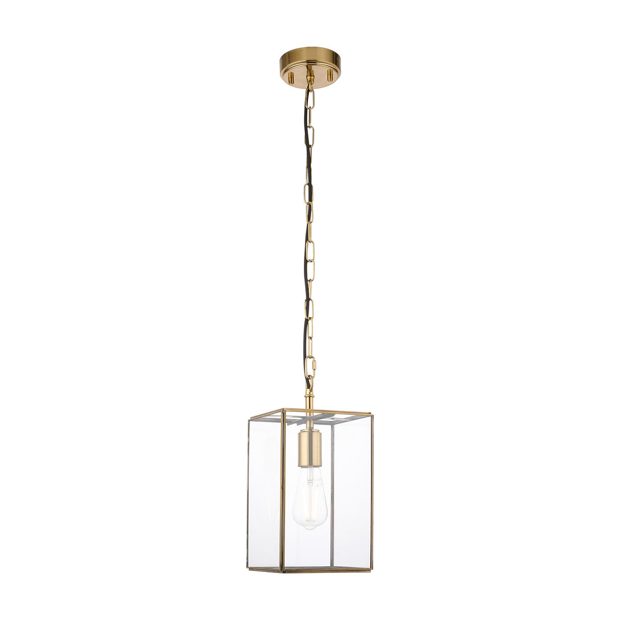 Hammond Glass Lantern Pendant Light – Antique Brass
