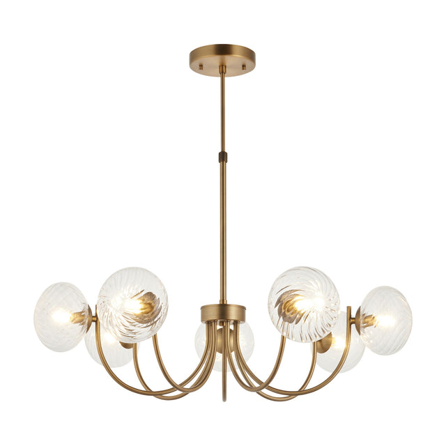 Hague Pendant Light 7 Light with Swirled Glass Globes – Antique Brass