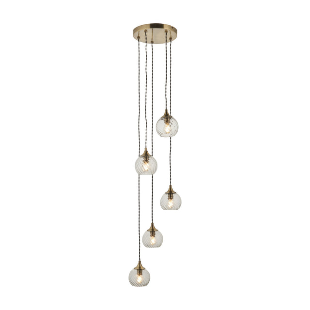 Allegra Cascade Pendant 5 Light – Antique Brass