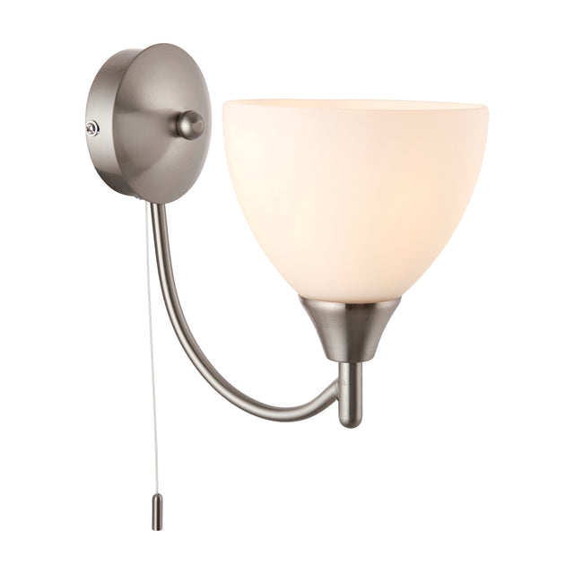 Alton 1 Light Curved Arm Wall Light – Satin Chrome