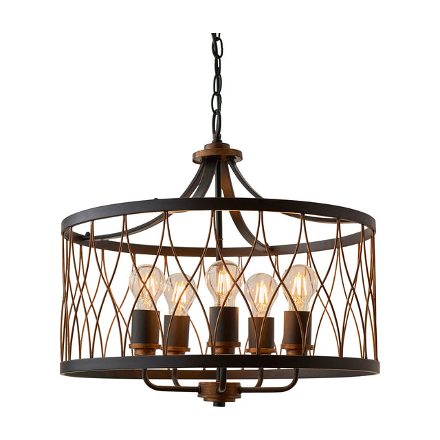 Heston Cage Pendant Light 5 Light – Black
