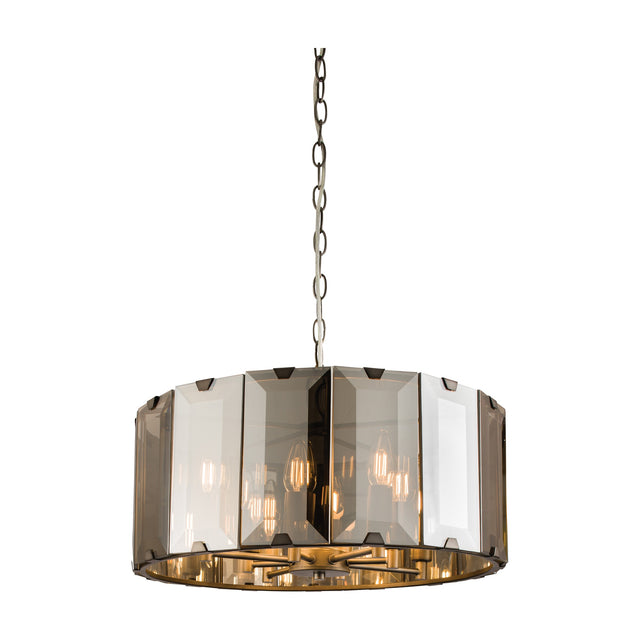 Clooney Bevelled Glass Pendant 8 Light – Smokey Grey