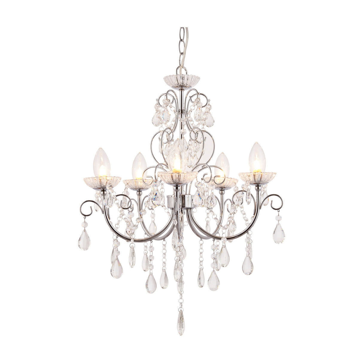 Tabitha Crystal Chandelier 5 Light – Chrome
