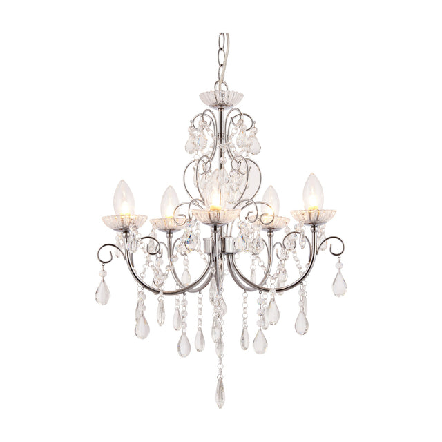 Tabitha Crystal Chandelier 5 Light – Chrome
