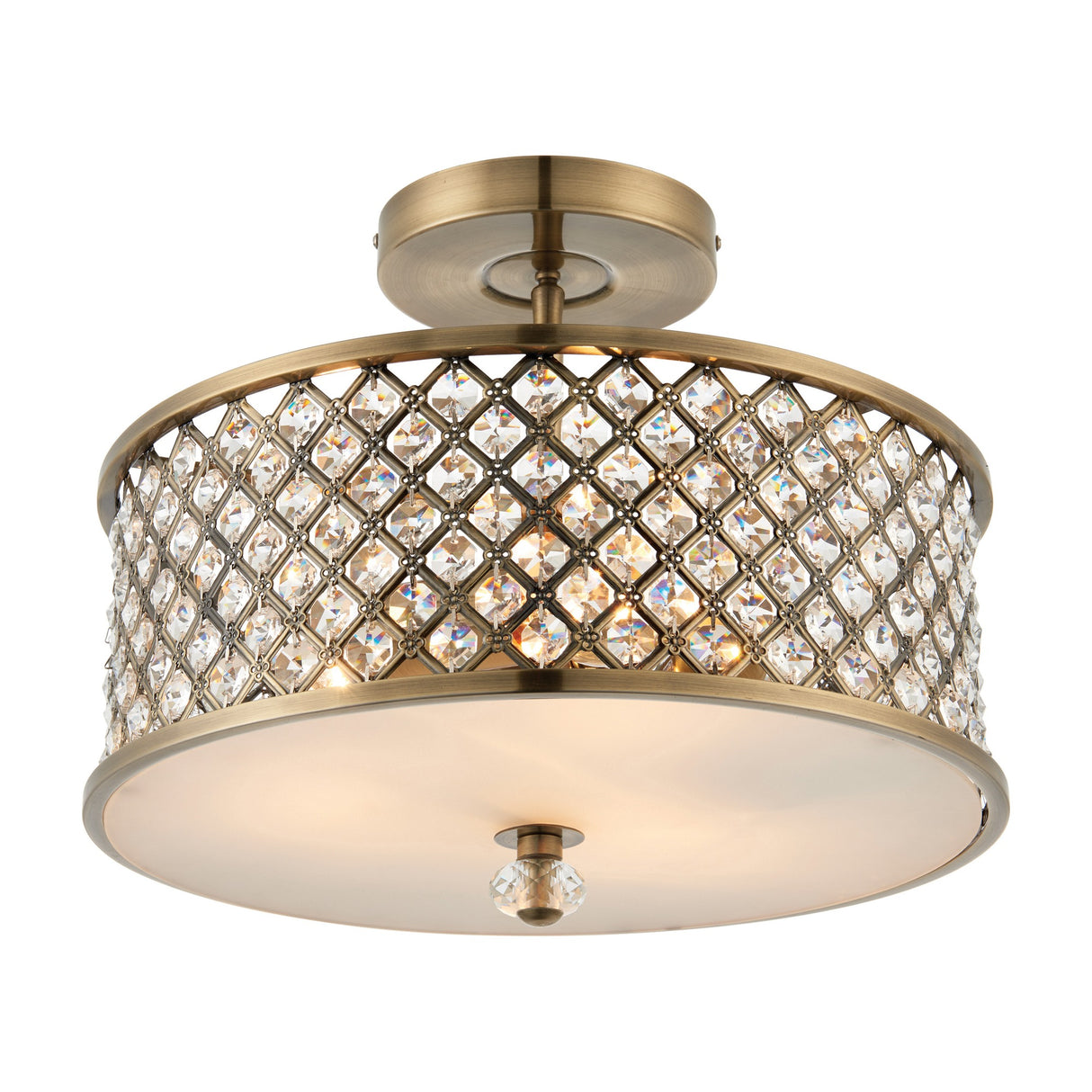 Hudson Crystal Semi-Flush Ceiling Light 3 Light
