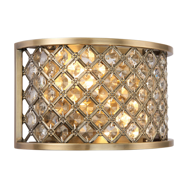 Hudson Crystal Wall Light 2 Light – Antique Brass