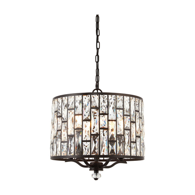 Belle Crystal Drum Pendant 5 Light – Bronze