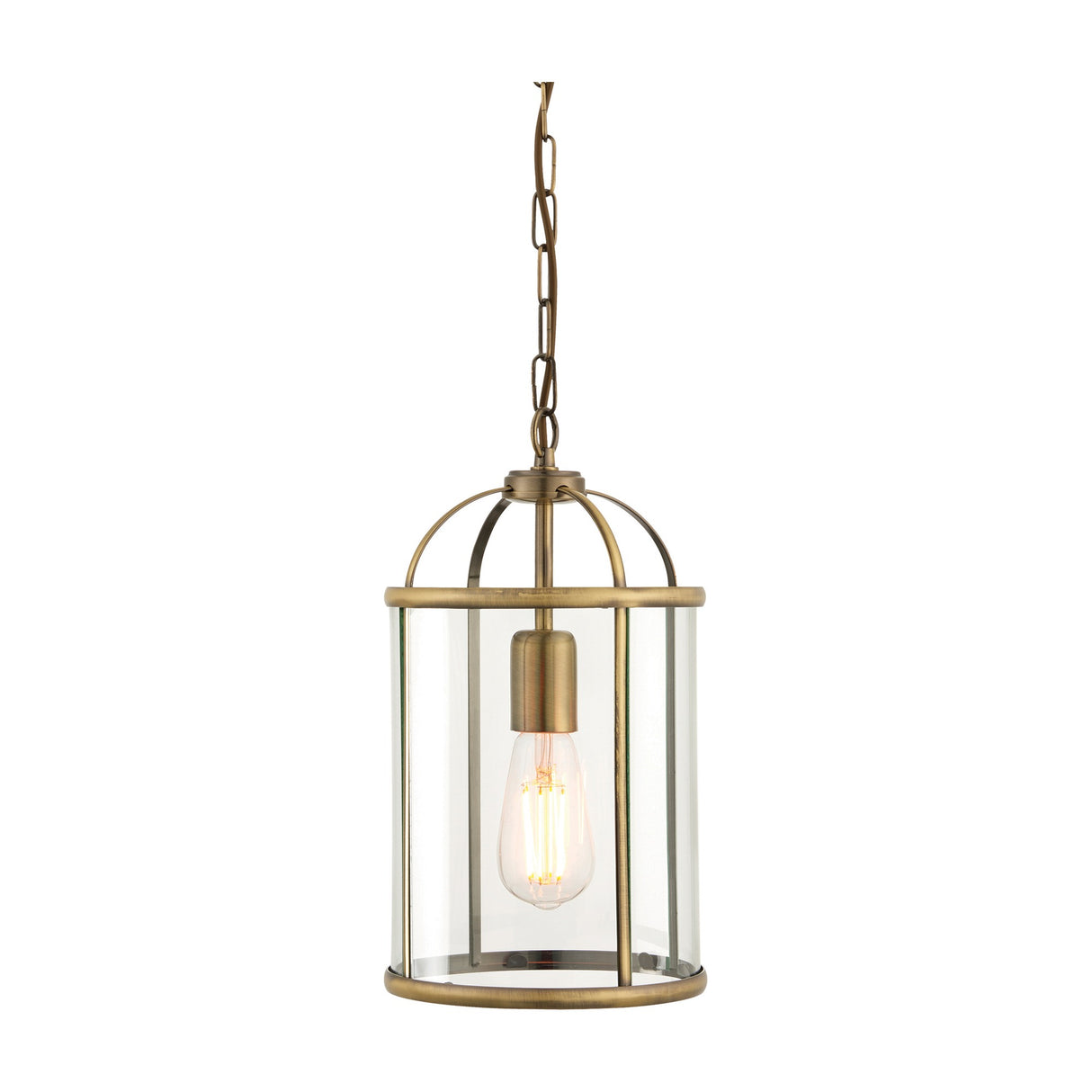 Lambeth Glass Lantern Pendant Light – Antique Brass