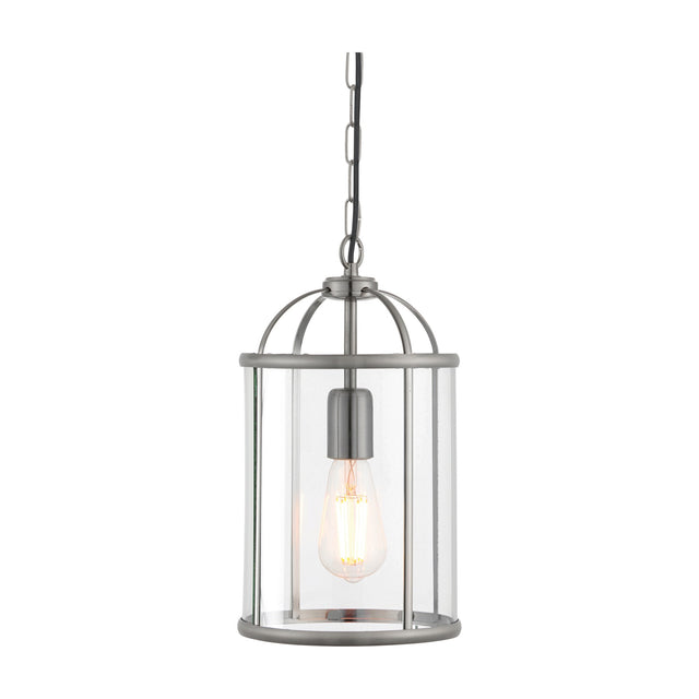 Lambeth Lantern Pendant 1 Light – Satin Nickel