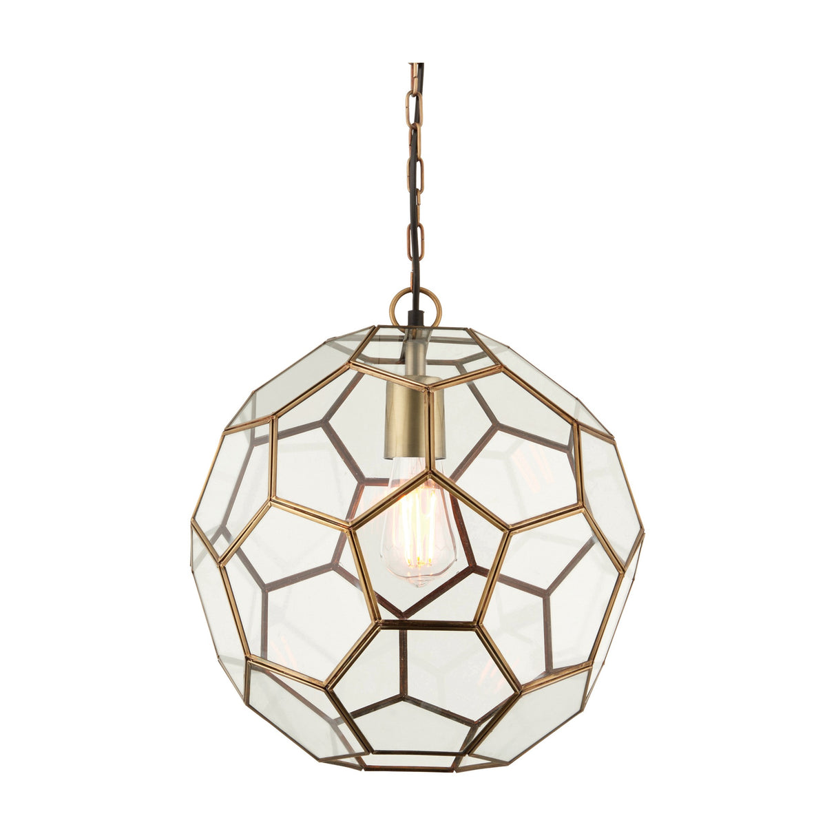 Miele Faceted Glass Pendant Light – Antique Brass