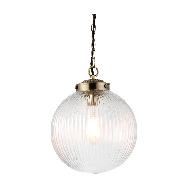 Brydon Ribbed Glass Globe Pendant 1 Light – Clear
