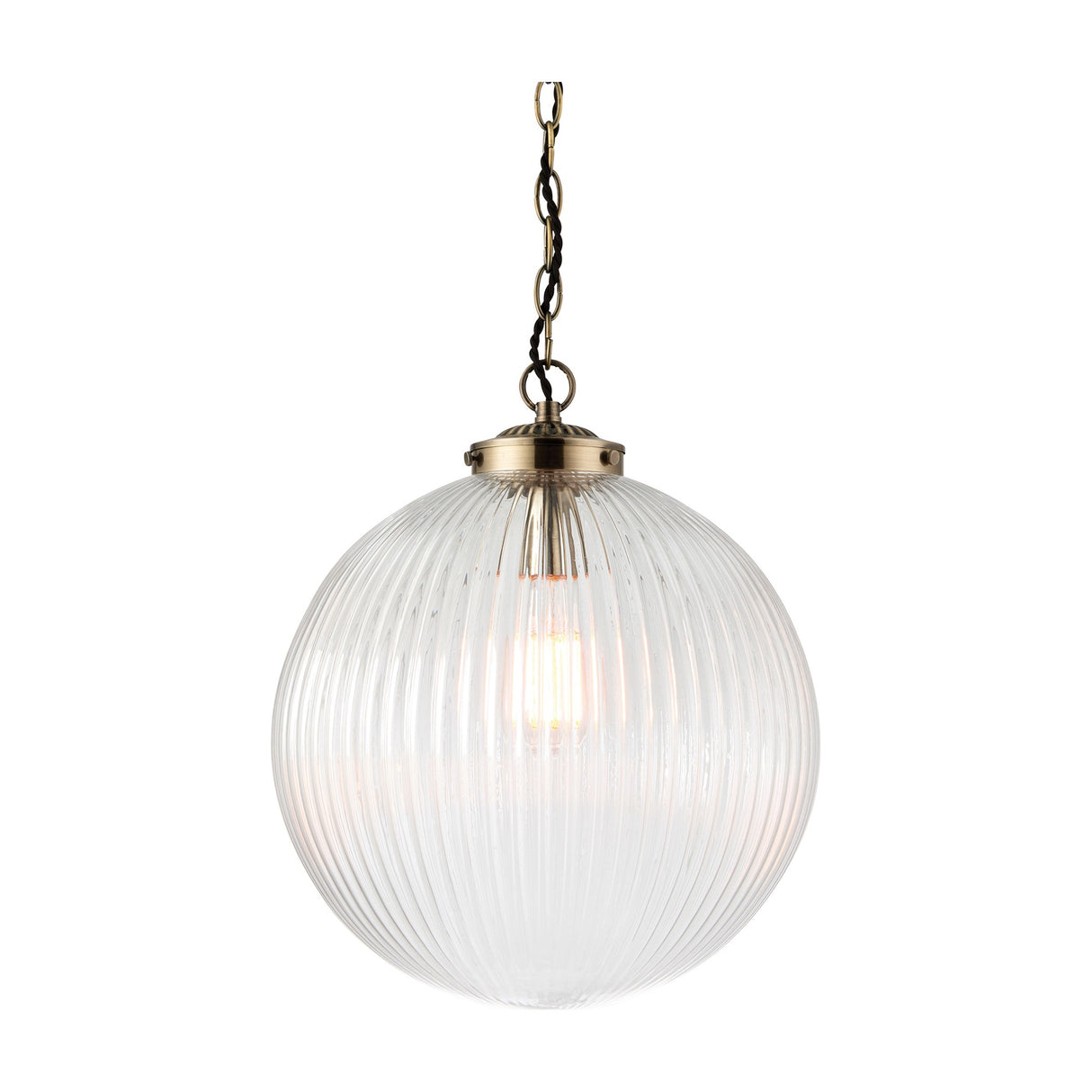 Brydon Ribbed Glass Globe Pendant Light – Clear