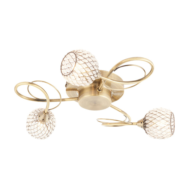 Aherne 3 Light Ceiling Lamp – Antique Brass