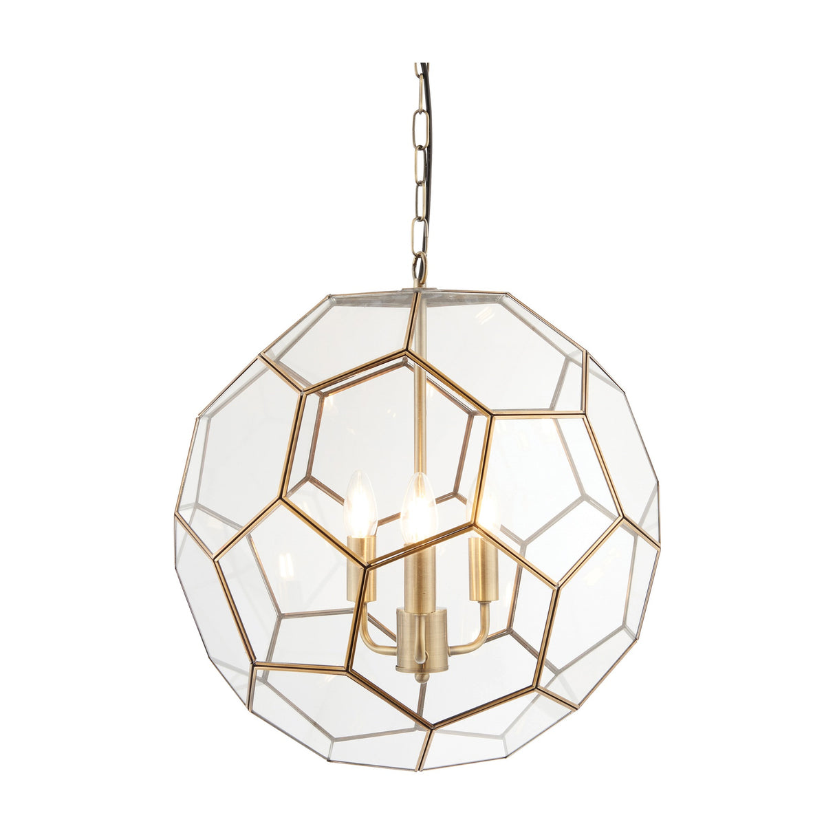 Miele Faceted Glass Pendant 3 Light – Antique Brass