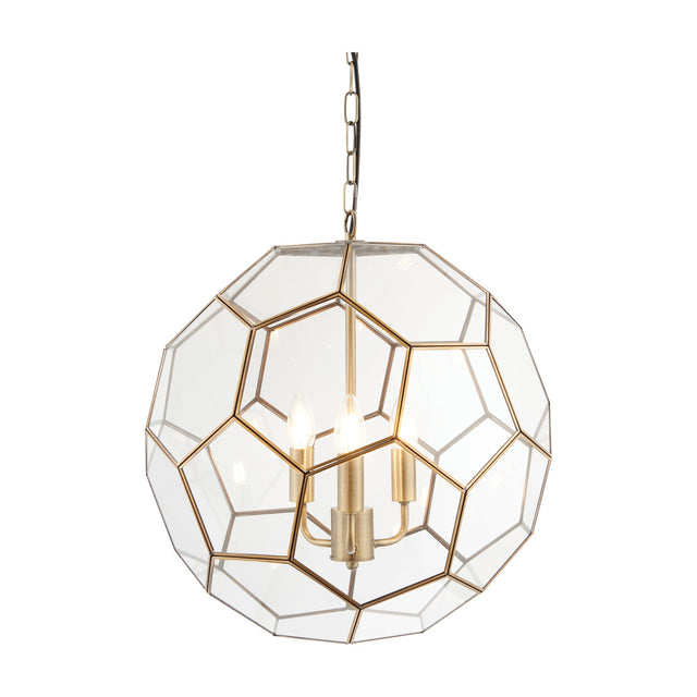 Miele Faceted Glass Pendant 3 Light – Antique Brass