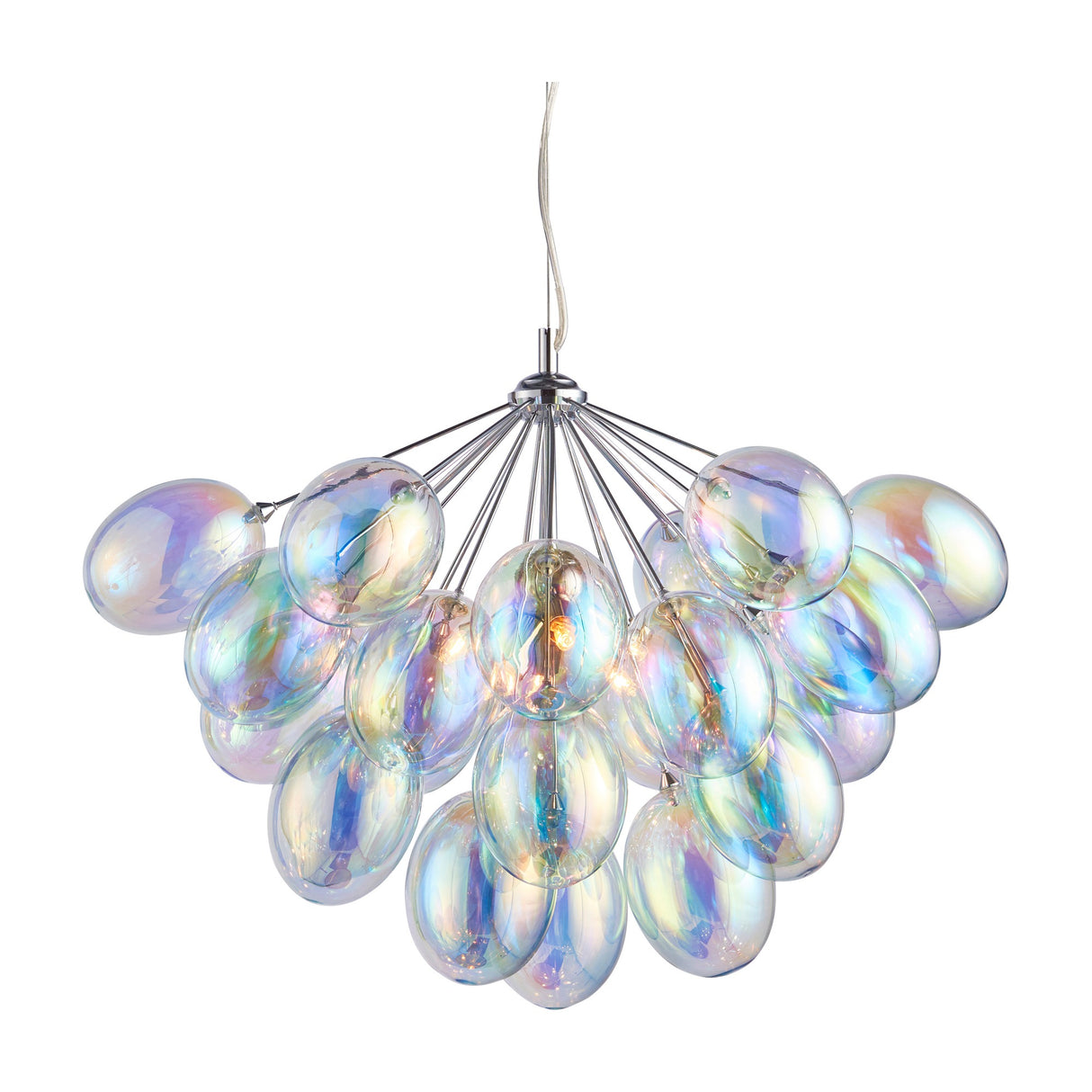 Infinity Iridescent Glass Cluster Pendant 6 Light – Iridescent