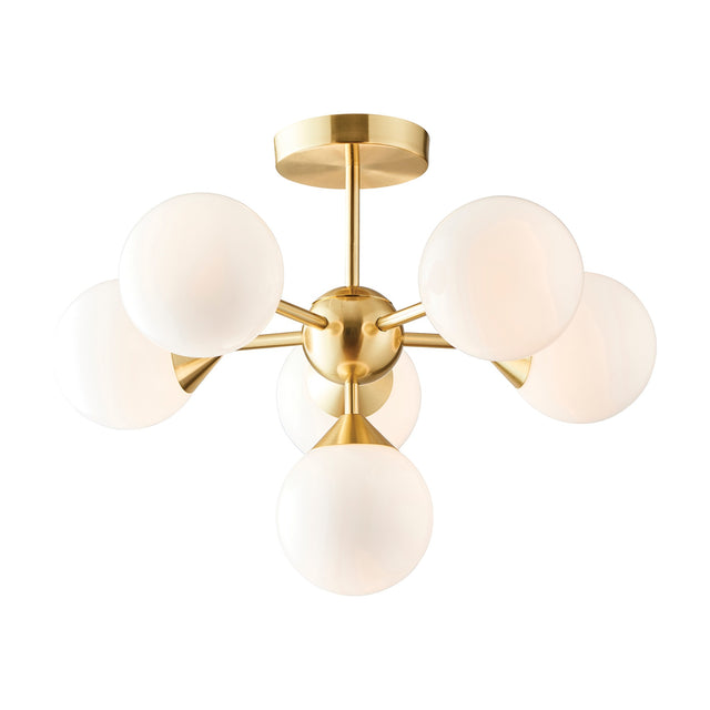 Oscar Semi-Flush Ceiling Light 6 Light – Brushed Gold