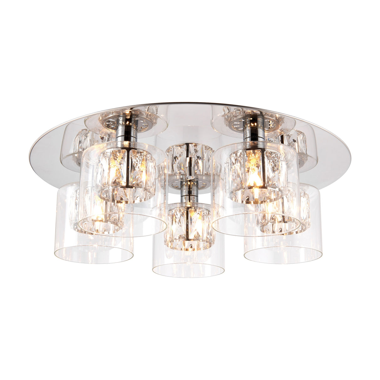 Verina Crystal Flush Ceiling Light 5 Light – Chrome