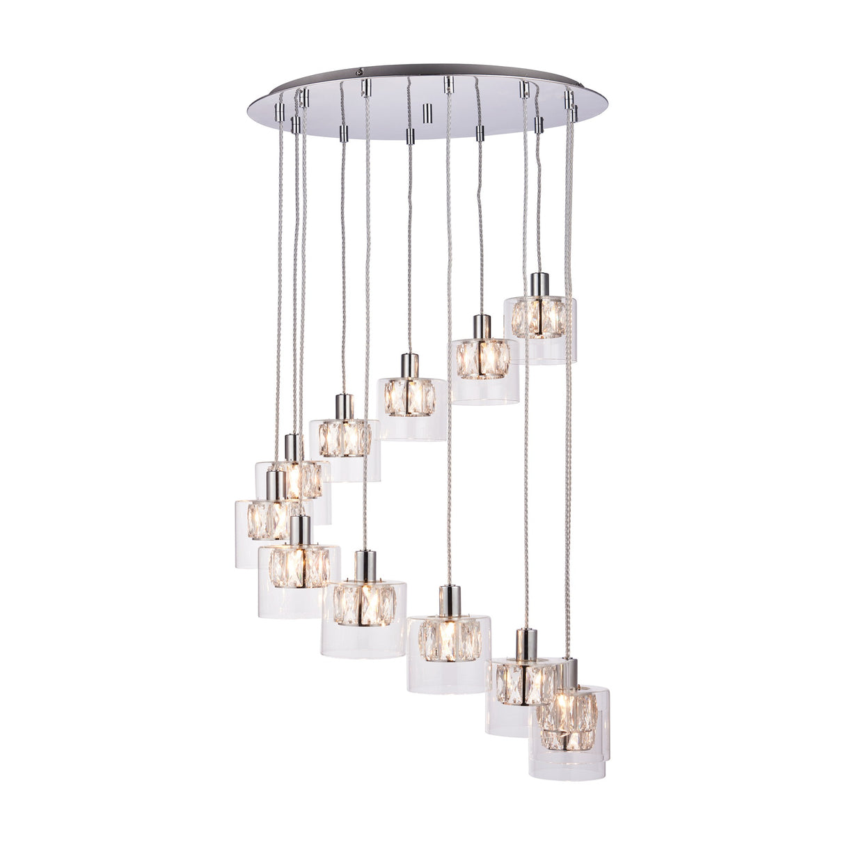 Verina Spiral Cluster Pendant 12 Light – Chrome