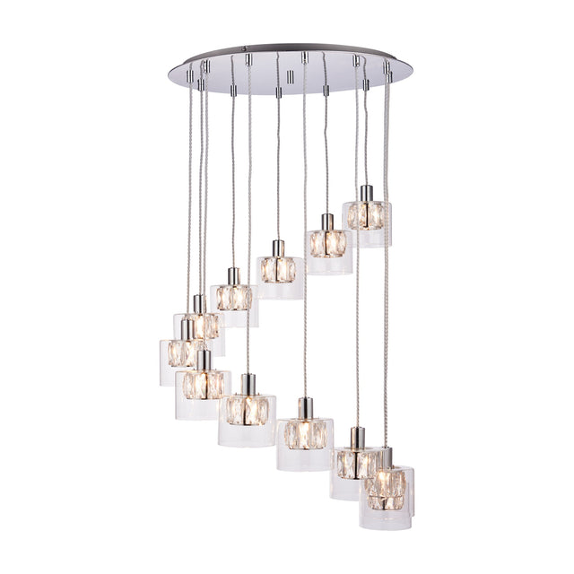 Verina Spiral Cluster Pendant 12 Light – Chrome
