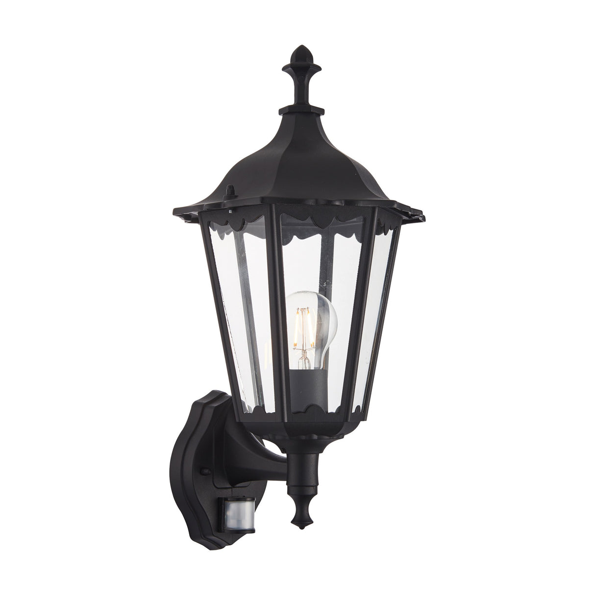 Burford Outdoor Wall Lantern with PIR Sensor – Black