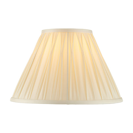 Gallery Direct Chatvorne empire lamp shade in cream pinch pleat fabric, narrower at the top and flaring to a wider base, on a plain white background.