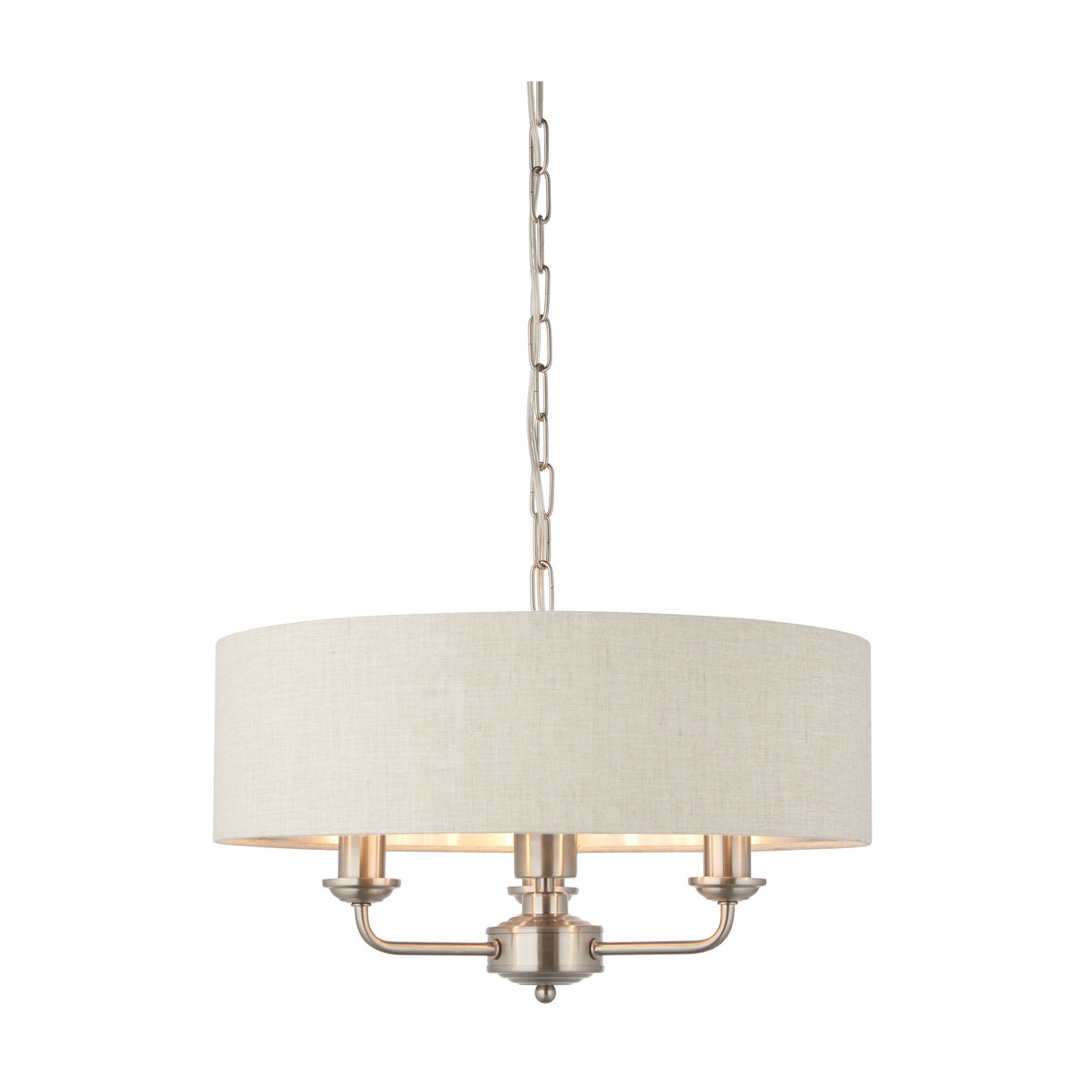 Highclere 3 Light Pendant with Fabric Drum Shade – Natural