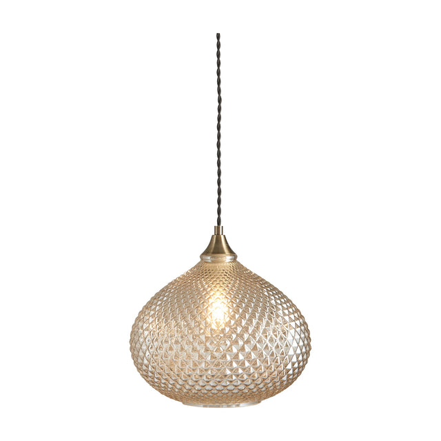 Livia Textured Glass Pendant Light – Champagne