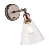 Hal Industrial Wall Light with Clear Glass Shade