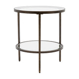 Hudson Round Side Table with Glass Shelf