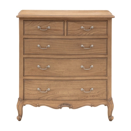 Chic 5 Drawer Chest – Weathered Oak