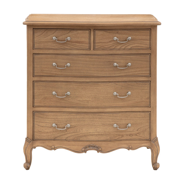 Chic 5 Drawer Chest – Weathered Oak