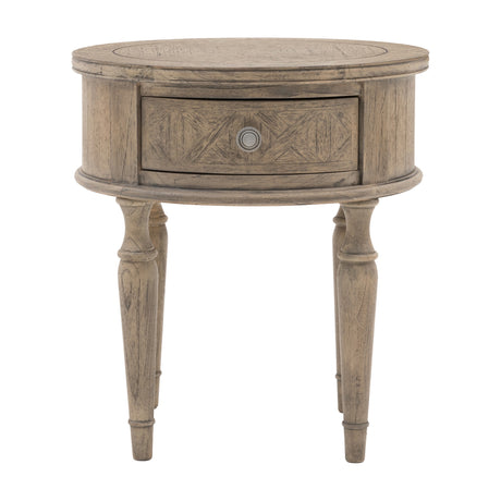Rustique Round 1 Drawer Side Table – Natural