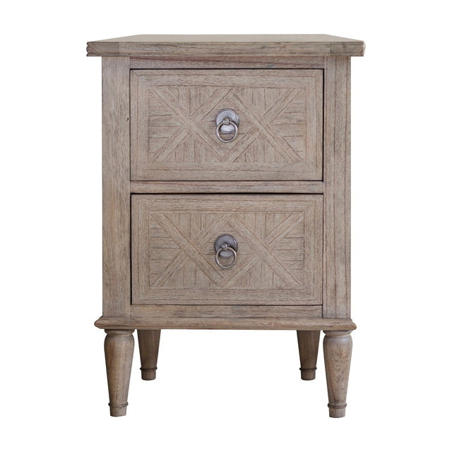 Rustique 2 Drawer Bedside Table – Natural