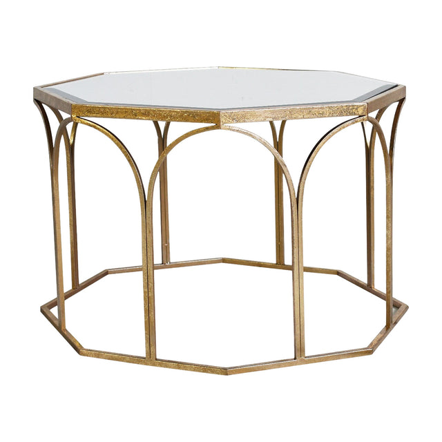 Canterbury Octagonal Coffee Table with Mirrored Top – Gold