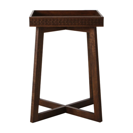 Boho Retreat Tray-Top Side Table – Walnut Brown