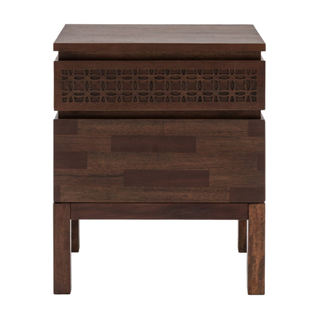 Boho Retreat 2 Drawer Bedside Chest – Walnut Brown