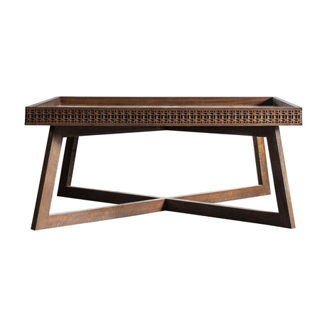 Boho Retreat Carved Coffee Table – Brown