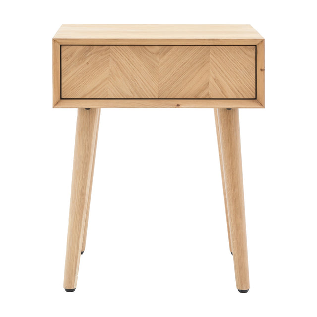 Milano Herringbone 1 Drawer Side Table – Oak