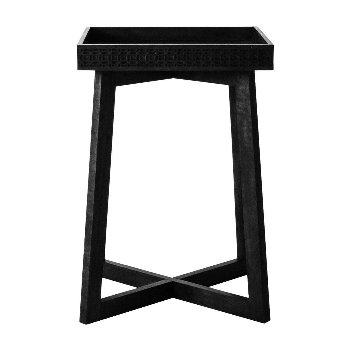 Boho Boutique Bedside Table with Tray Top – Black