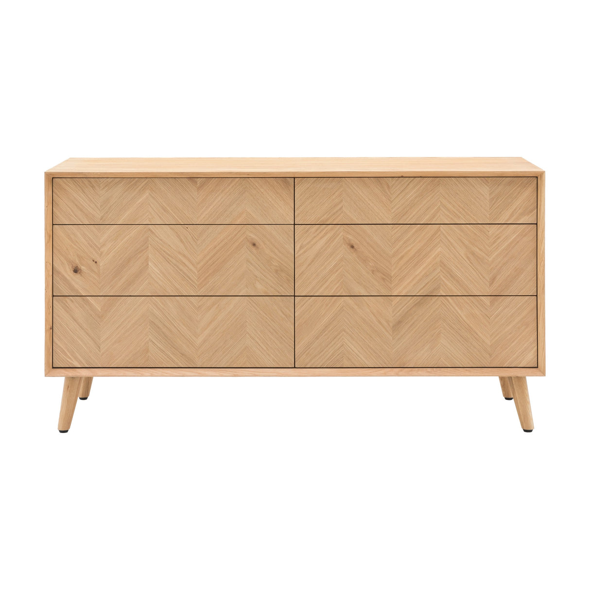 Milano Chevron 6 Drawer Wide Chest – Oak