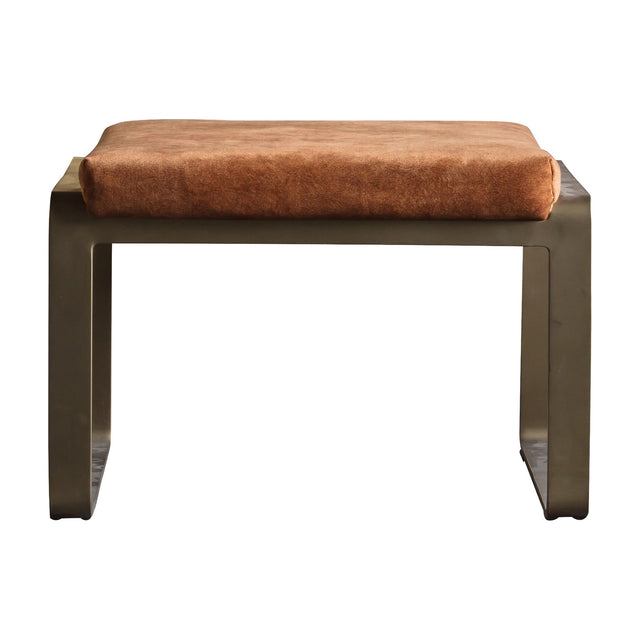 Fabien Upholstered Footstool with Brass Frame