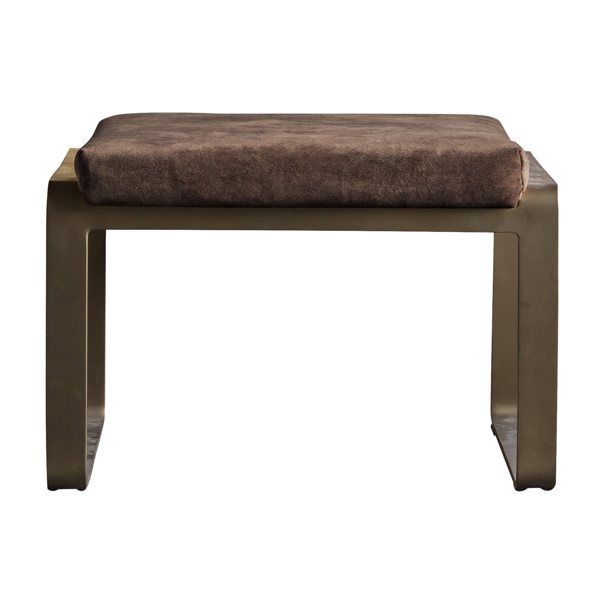 Fabien Upholstered Footstool with Brass Frame