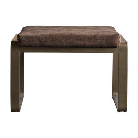 Fabien Upholstered Footstool with Brass Frame