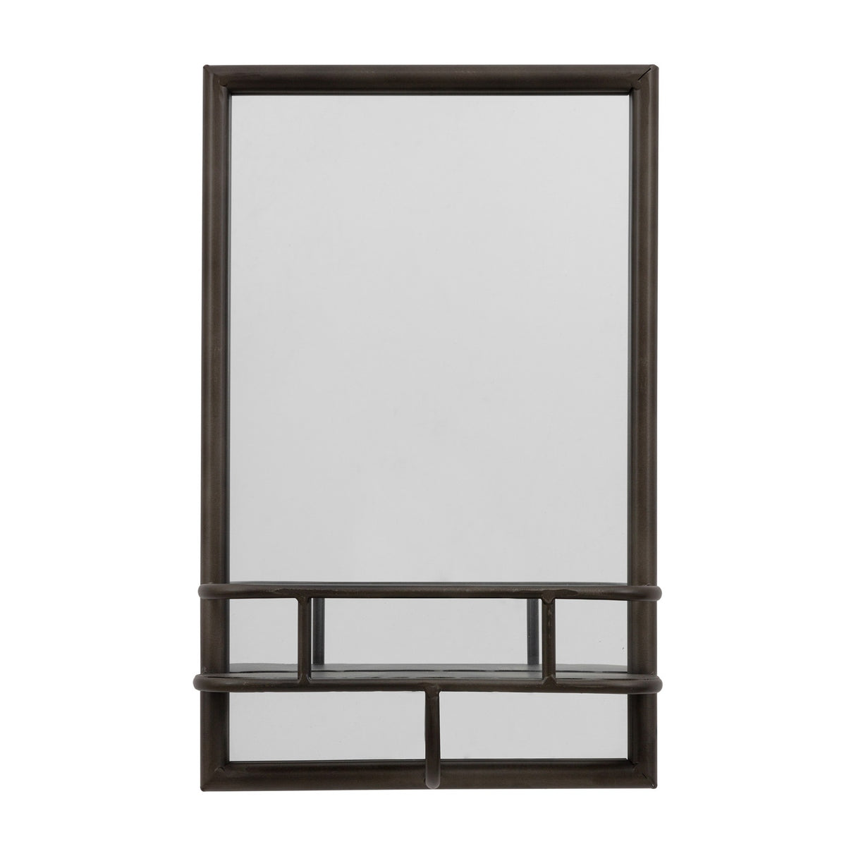 Milton Rectangle Mirror with Shelf – Black