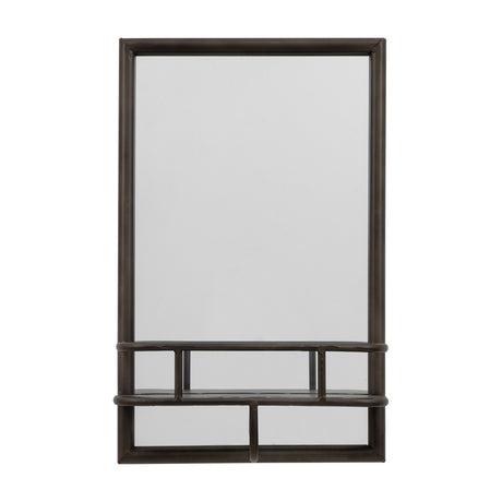 Milton Rectangle Mirror with Shelf – Black