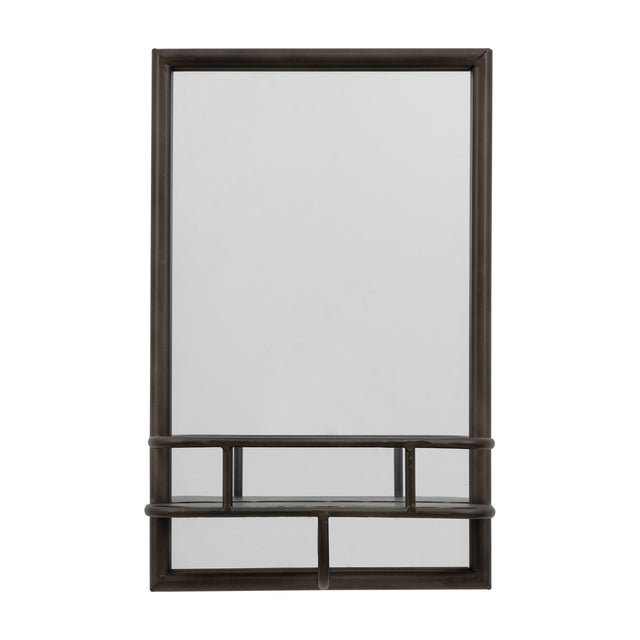 Milton Rectangle Mirror with Shelf – Black