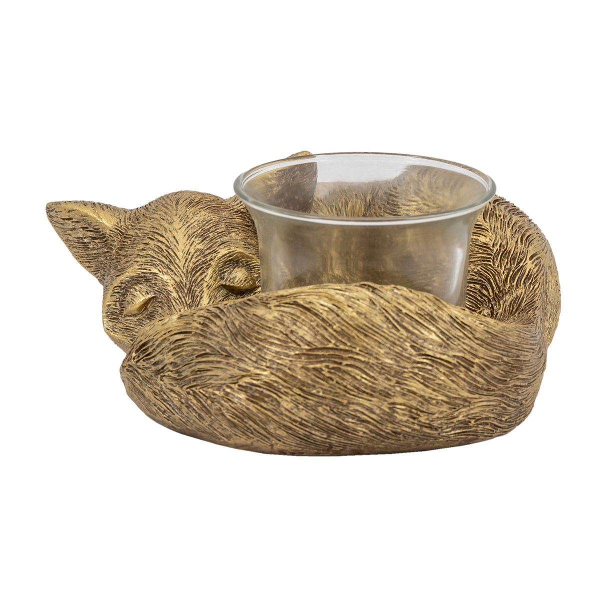 Sleeping Fox Tealight Holder – Gold